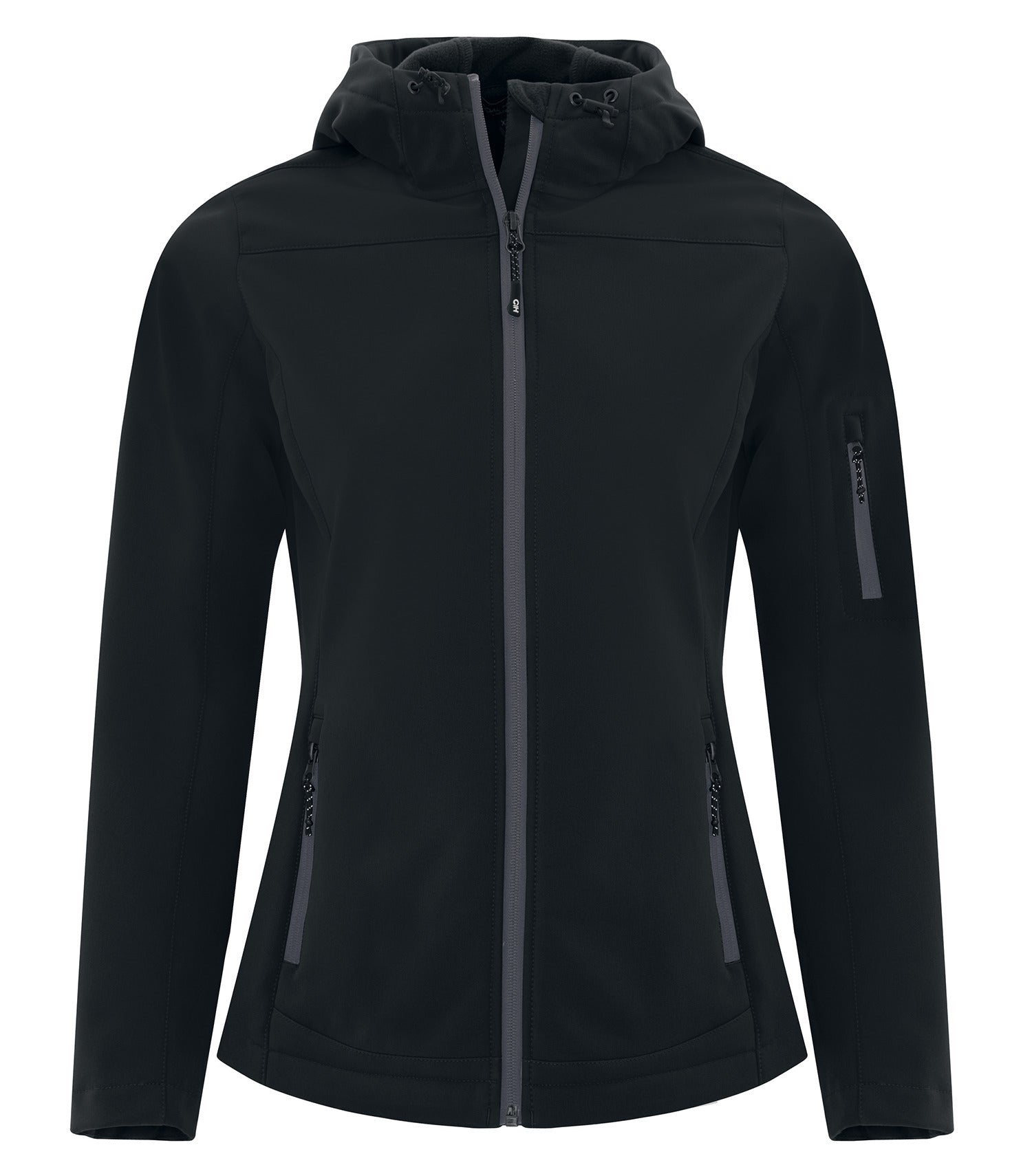 Coal Harbour EVERYDAY HOODED WATER REPELLENT STRETCH SOFT SHELL LADIES' JACKET (L7605) - Hooddown Black