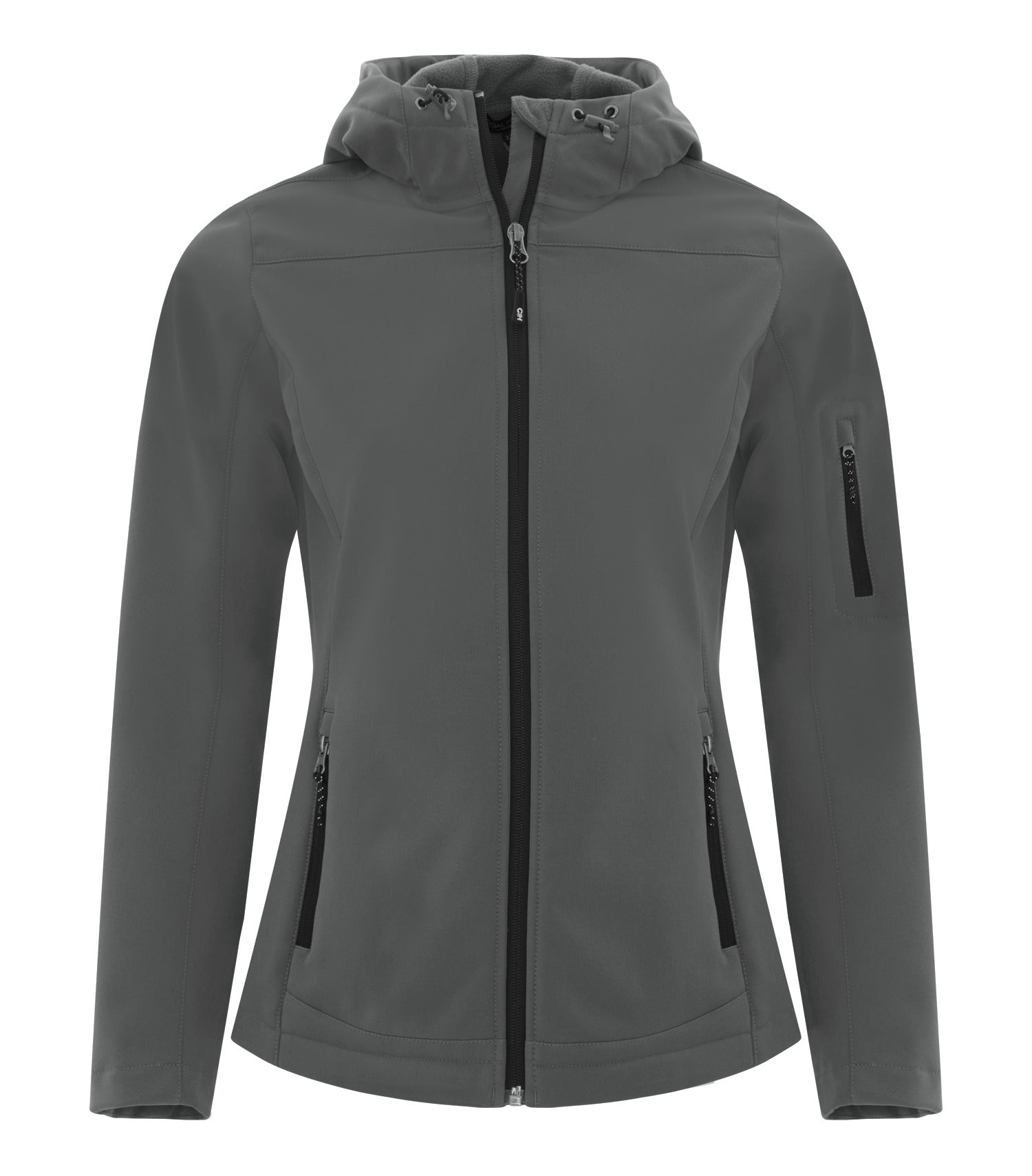 Coal Harbour EVERYDAY HOODED WATER REPELLENT STRETCH SOFT SHELL LADIES' JACKET (L7605) - Hooddown Irongrey