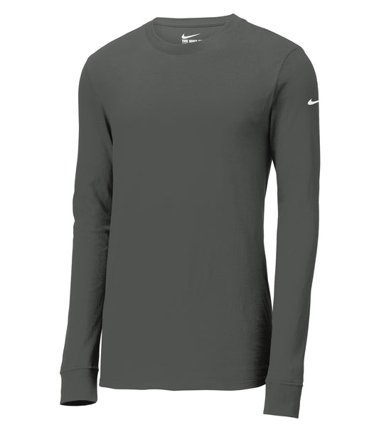 NIKE Dri-FIT COTTON/POLY LONG SLEEVE TEE - Anthracite