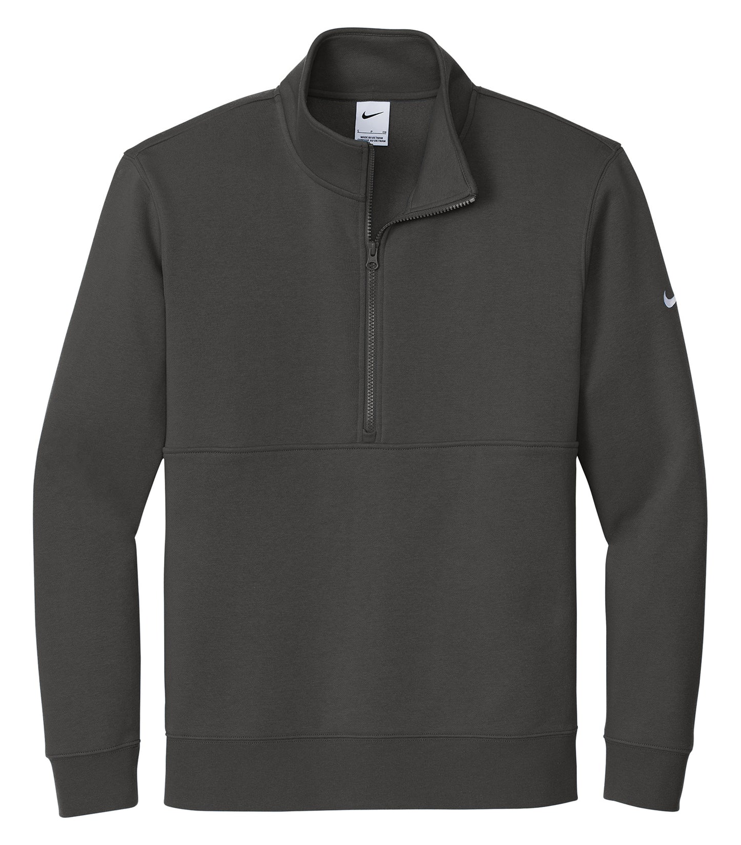 Nike CLUB FLEECE SLEEVE SWOOSH 1/2 ZIP (NKDX6718) - Flat Front Anthracite