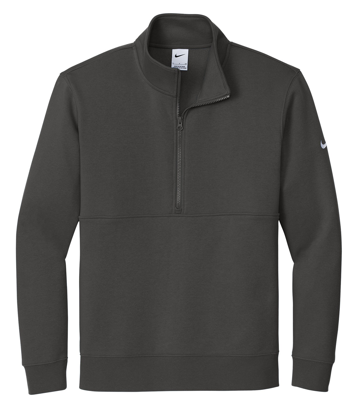 Nike CLUB FLEECE SLEEVE SWOOSH 1/2 ZIP (NKDX6718) - Flat Front Anthracite