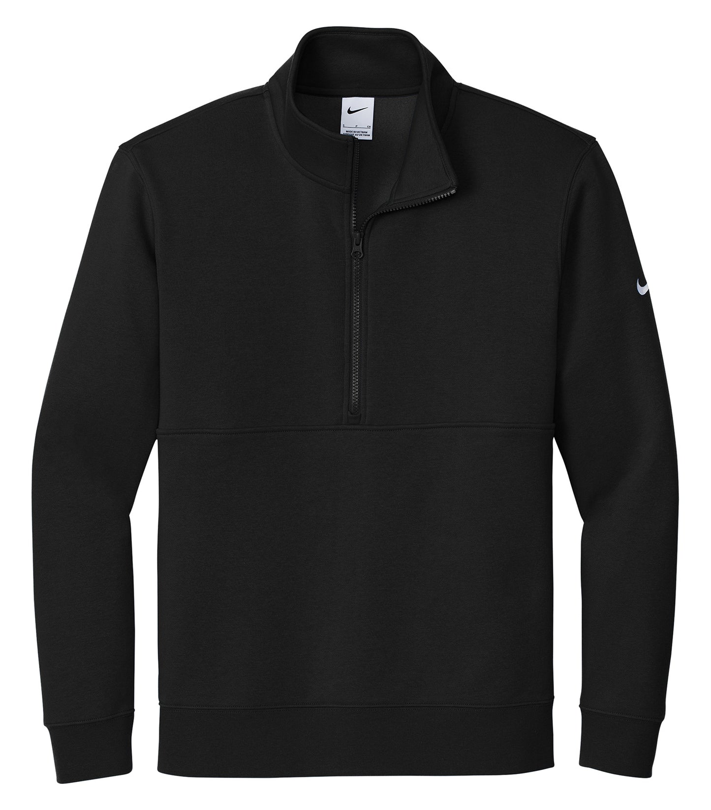 Nike CLUB FLEECE SLEEVE SWOOSH 1/2 ZIP (NKDX6718) - Flat Front Black