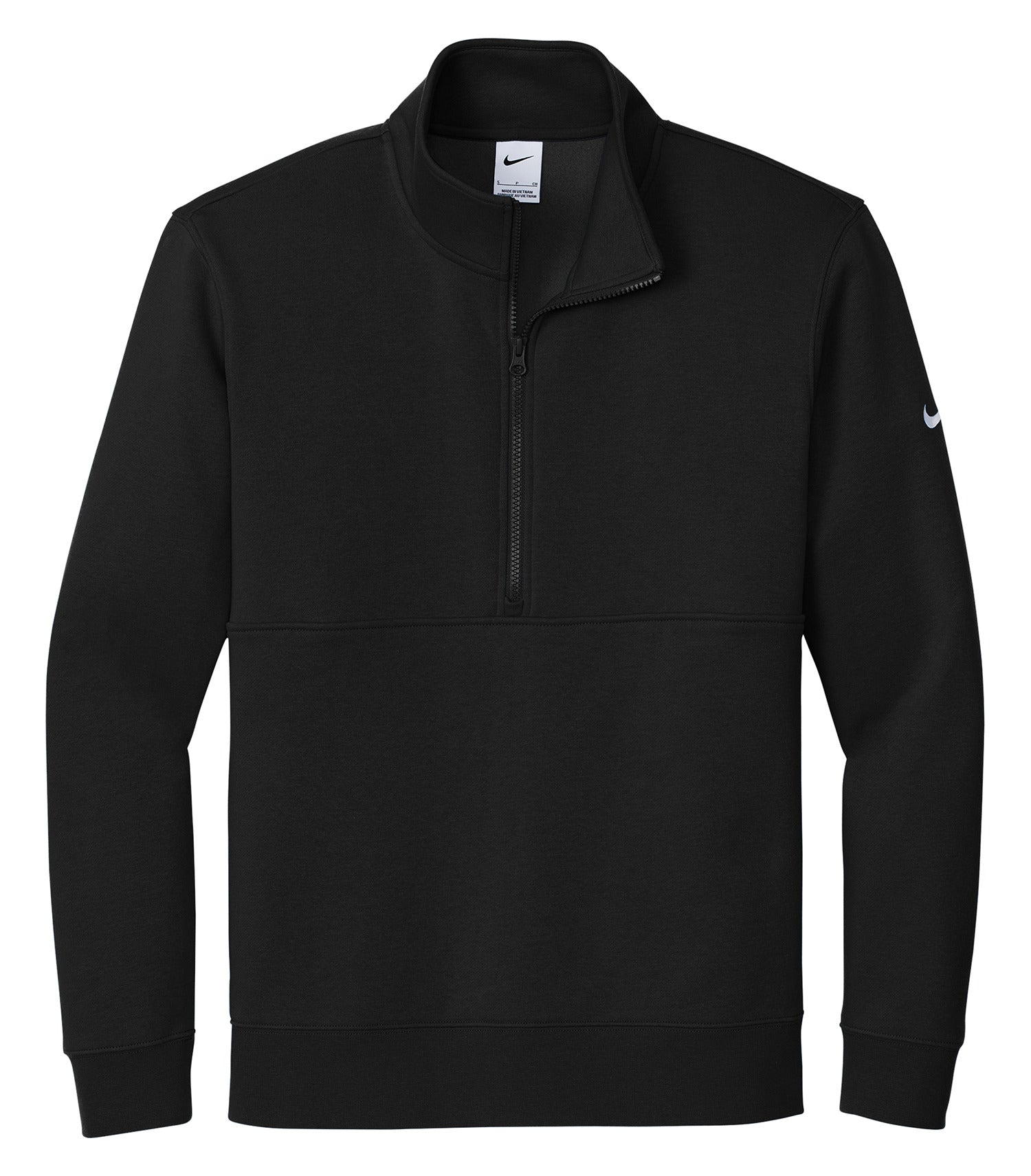 Nike CLUB FLEECE SLEEVE SWOOSH 1/2 ZIP (NKDX6718) - Flat Front Black