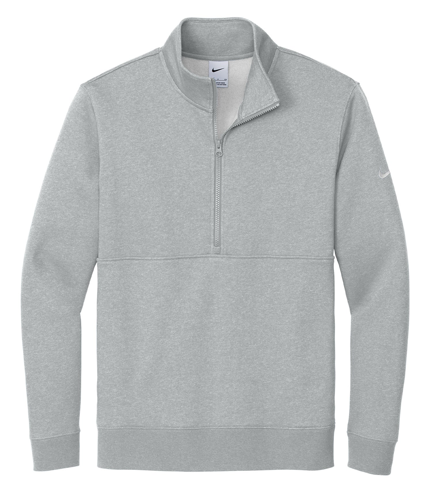 Nike CLUB FLEECE SLEEVE SWOOSH 1/2 ZIP (NKDX6718) - Flat Front Dark Grey Heather