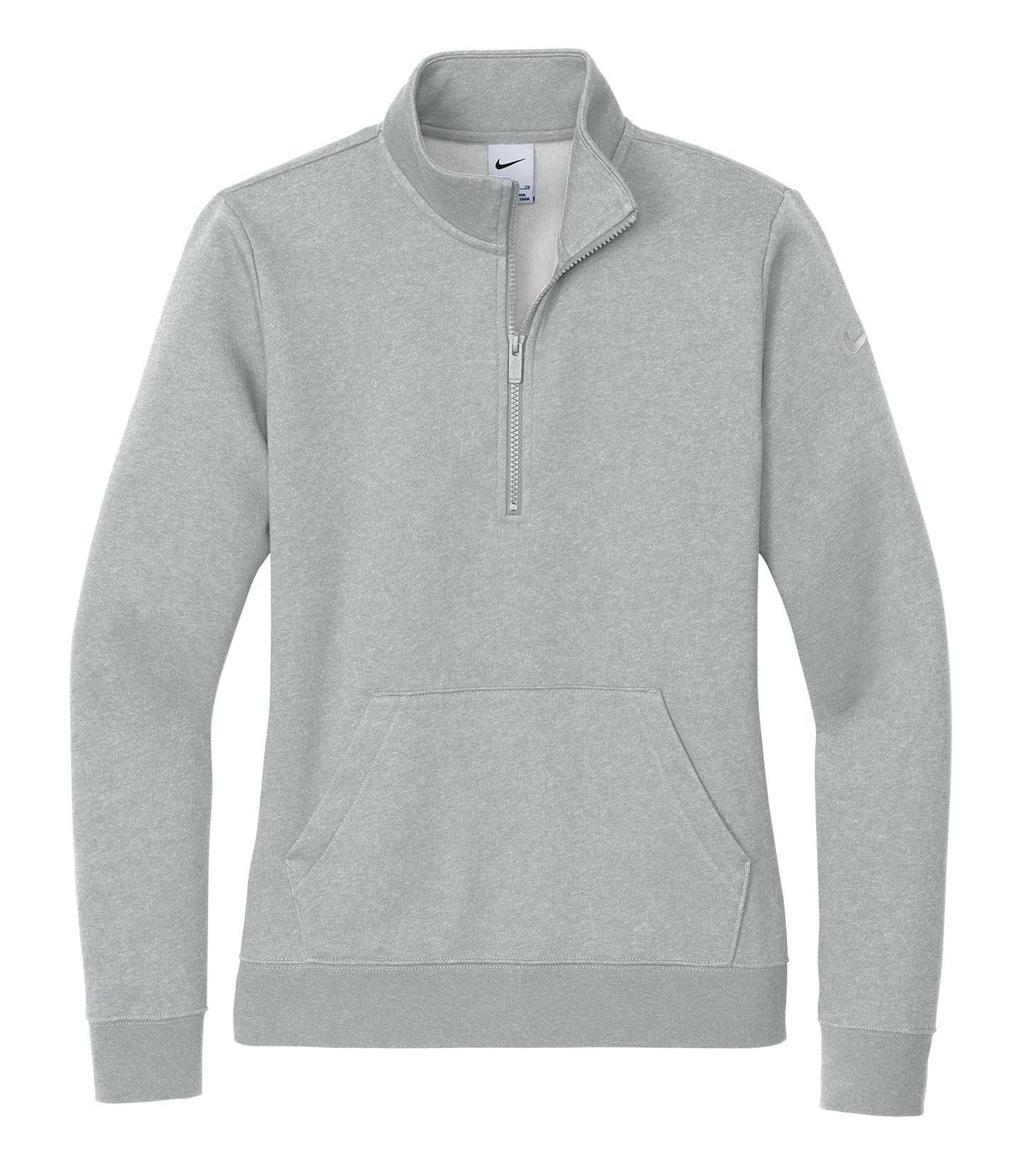 Nike CLUB FLEECE SLEEVE SWOOSH LADIES' 1/2 ZIP (NKDX6720) - Flat Front Dark Grey Heather