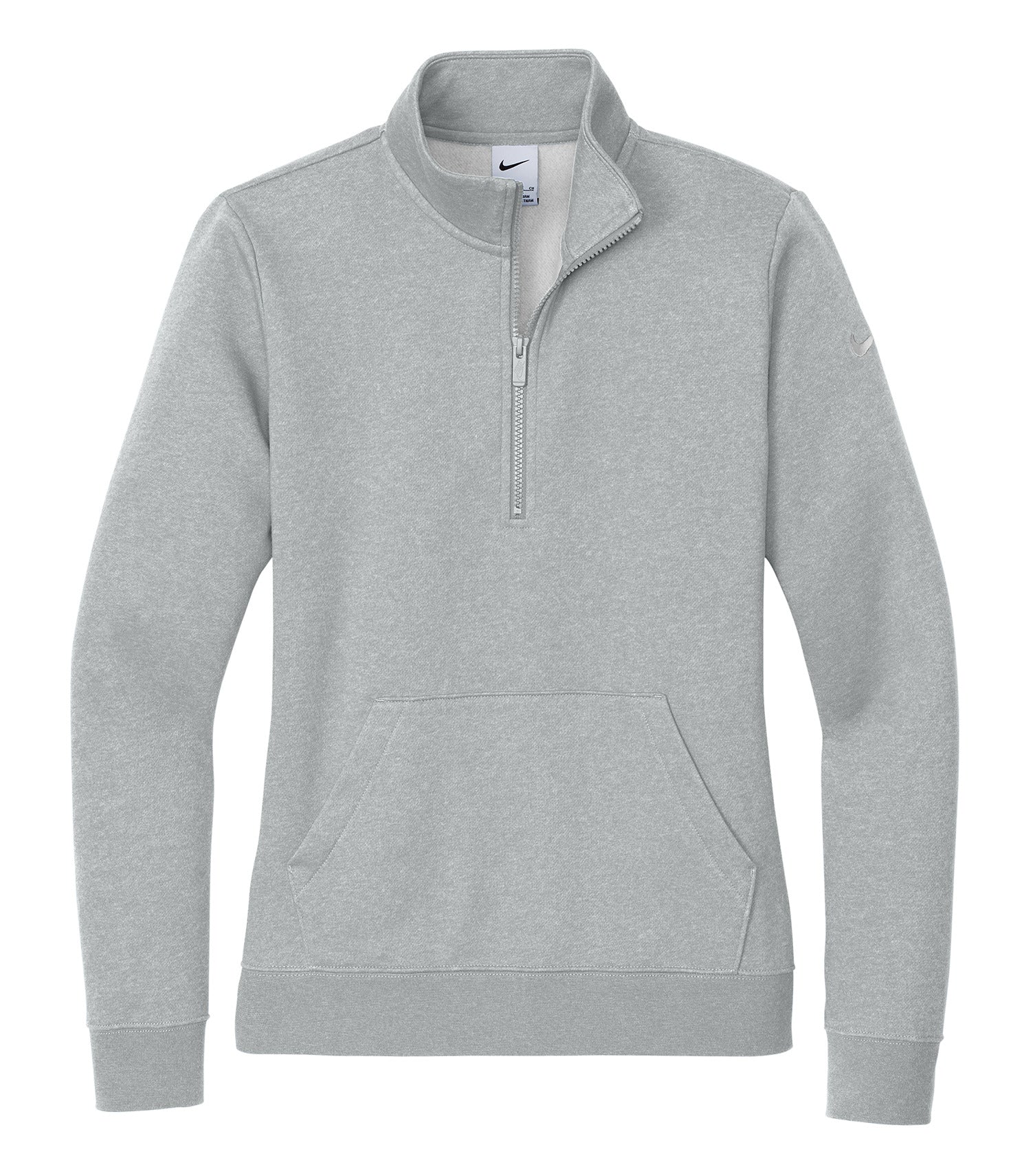 Nike CLUB FLEECE SLEEVE SWOOSH LADIES' 1/2 ZIP (NKDX6720) - Flat Front Dark Grey Heather