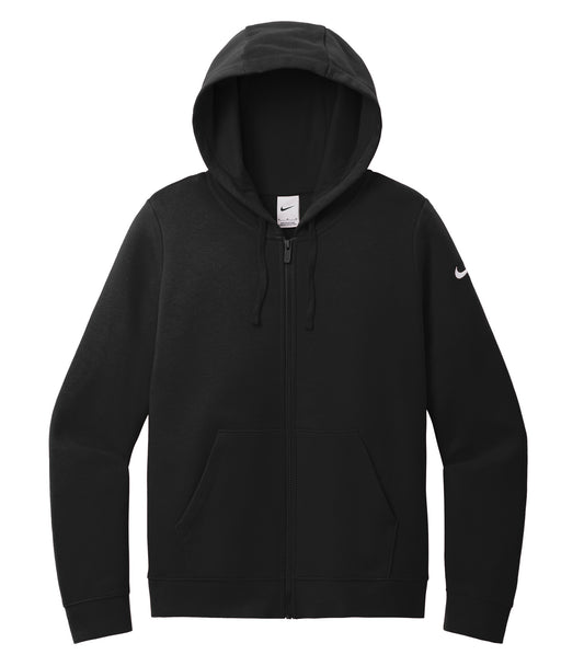 Nike CLUB FLEECE SLEEVE SWOOSH LADIES' FULL ZIP HOODIE (NKFD9890) - Flat Front Black