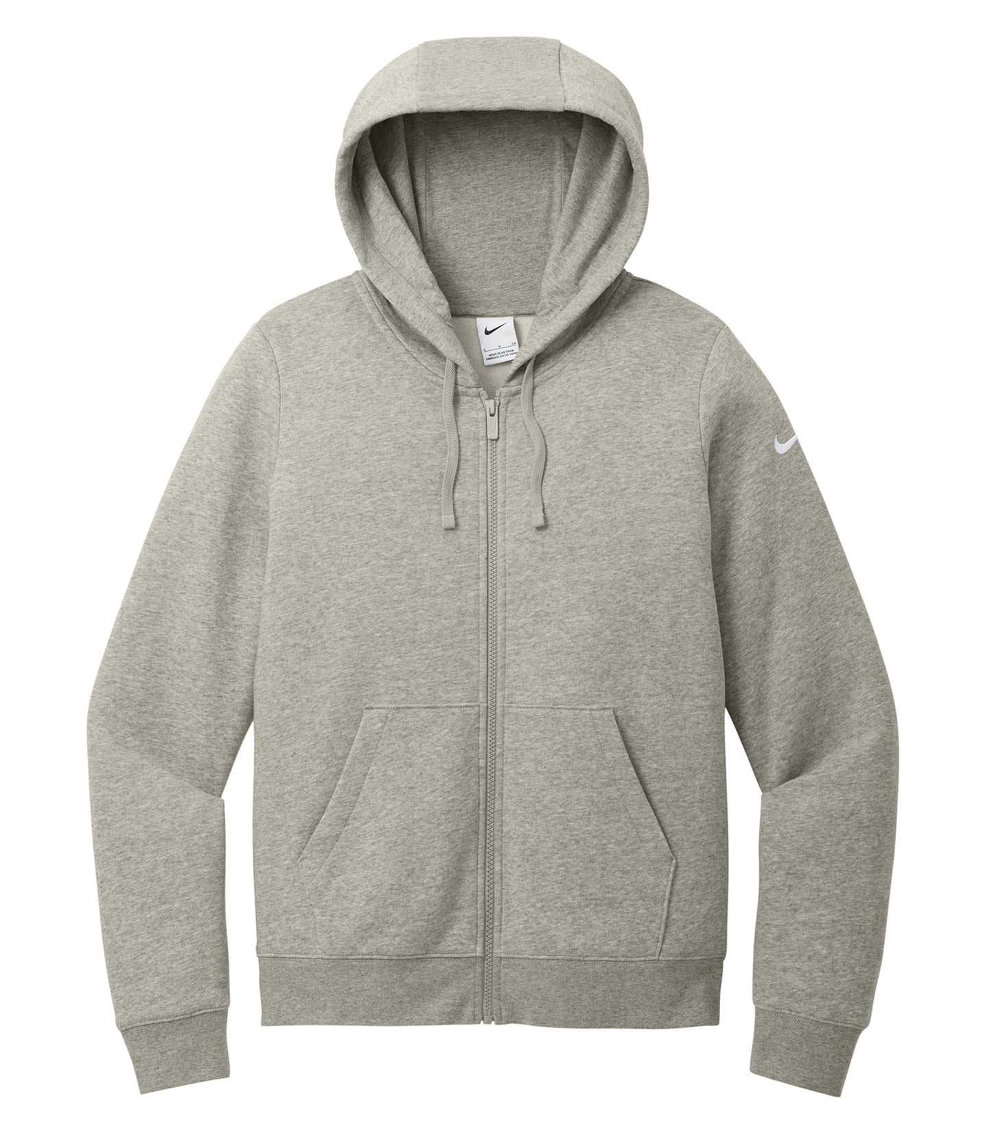 Nike CLUB FLEECE SLEEVE SWOOSH LADIES' FULL ZIP HOODIE (NKFD9890) - Flat Front Dark Grey Heather