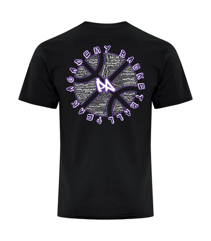 Peak Academy regular tee back — basketball word art