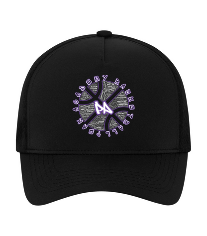 Black KOI Mesh hat with Wordart Graffiti Basketball design