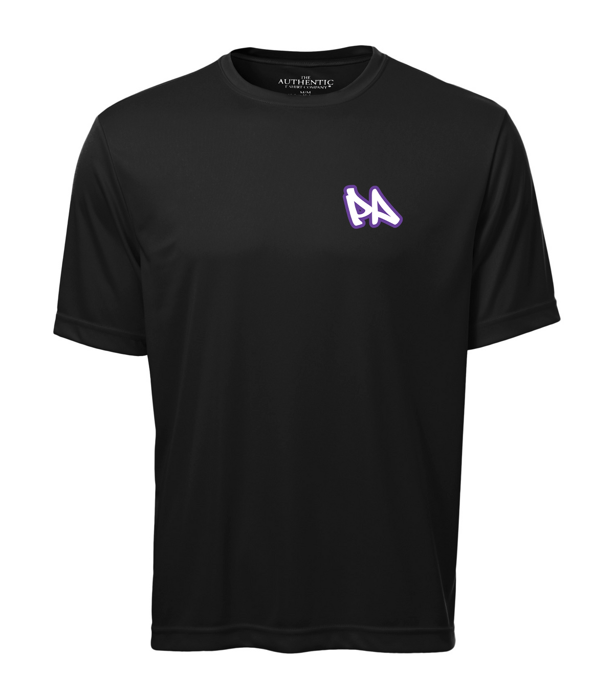 Peak Academy performance tee front — PA graffiti left-chest logo
