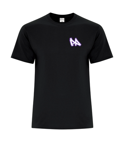Peak Academy regular tee front — PA graffiti left-chest logo