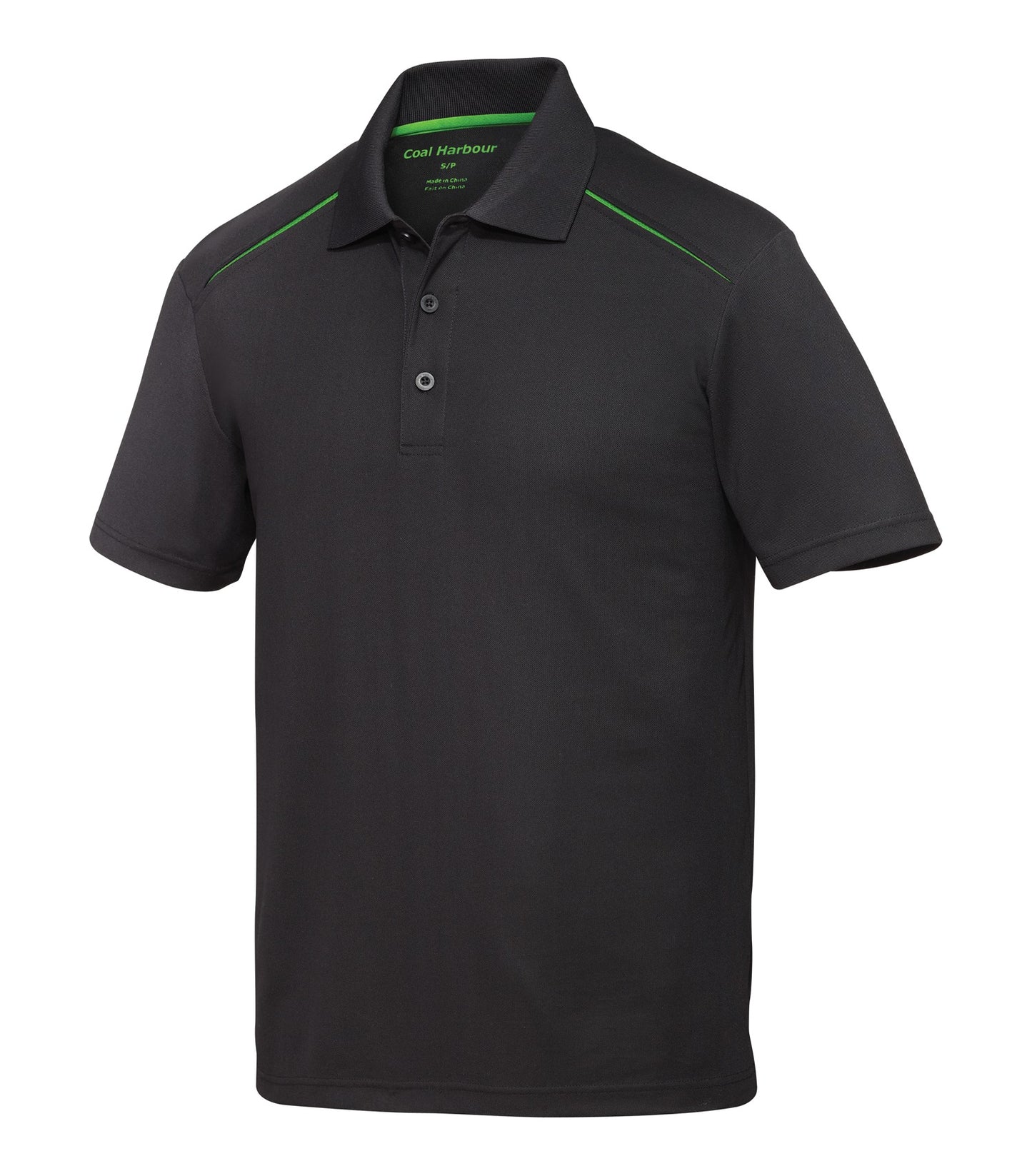 Coal Harbour SNAG RESISTANT CONTRAST INSET POLO (S4002) - Black Lime Formside