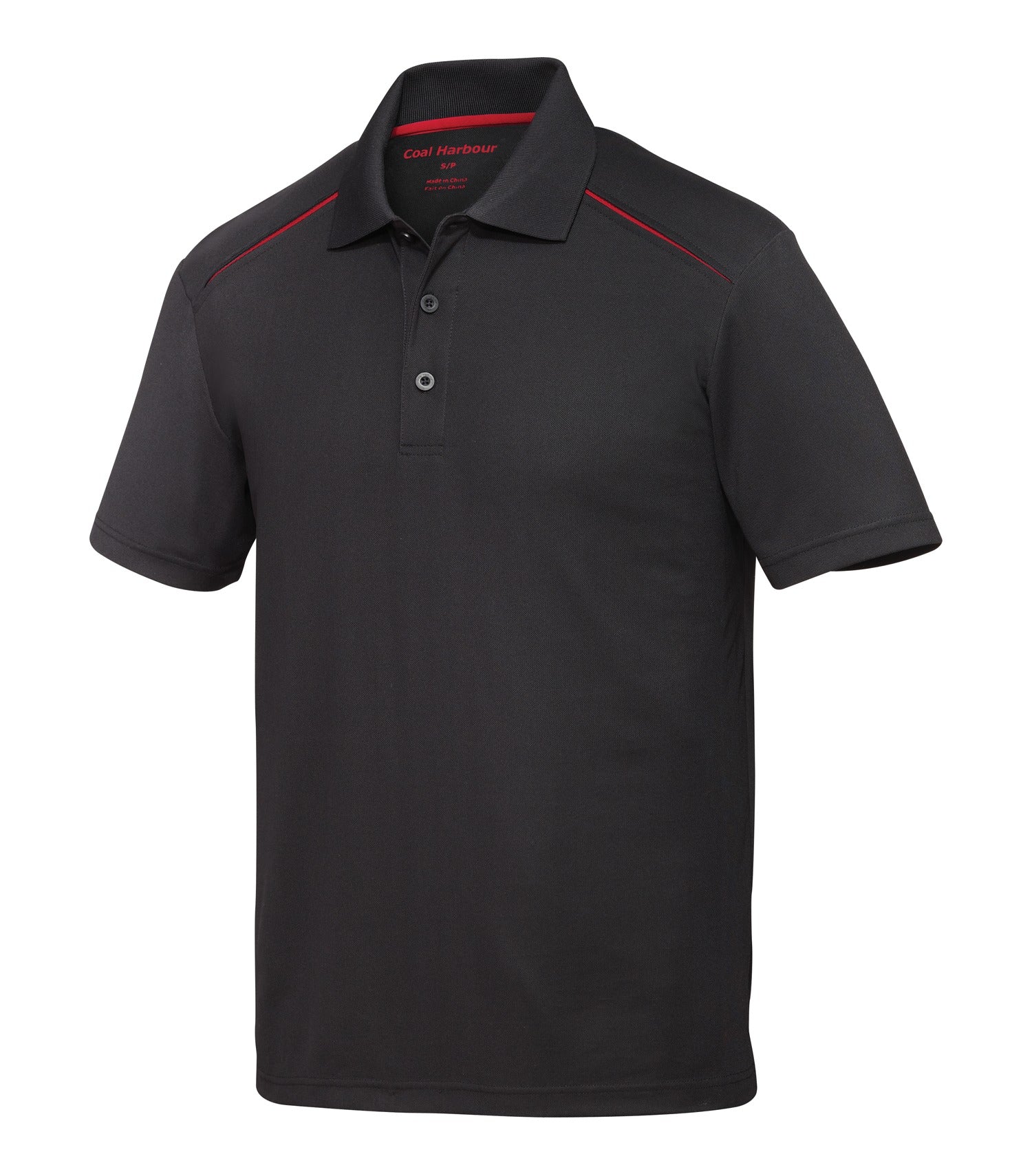 Coal Harbour SNAG RESISTANT CONTRAST INSET POLO (S4002) - Black Red Formside