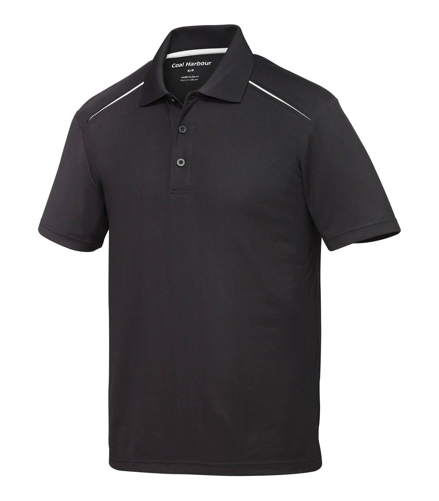 Coal Harbour SNAG RESISTANT CONTRAST INSET POLO (S4002) - Black White Formside