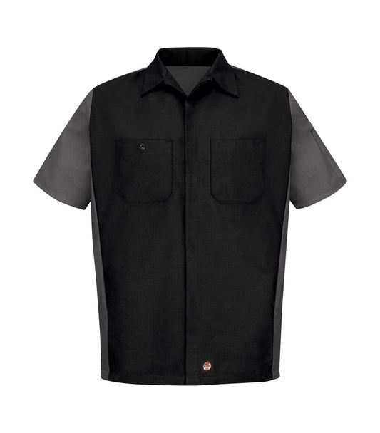 RED KAP® SHORT SLEEVE WOVEN CREW SHIRT - Black/Charcoal