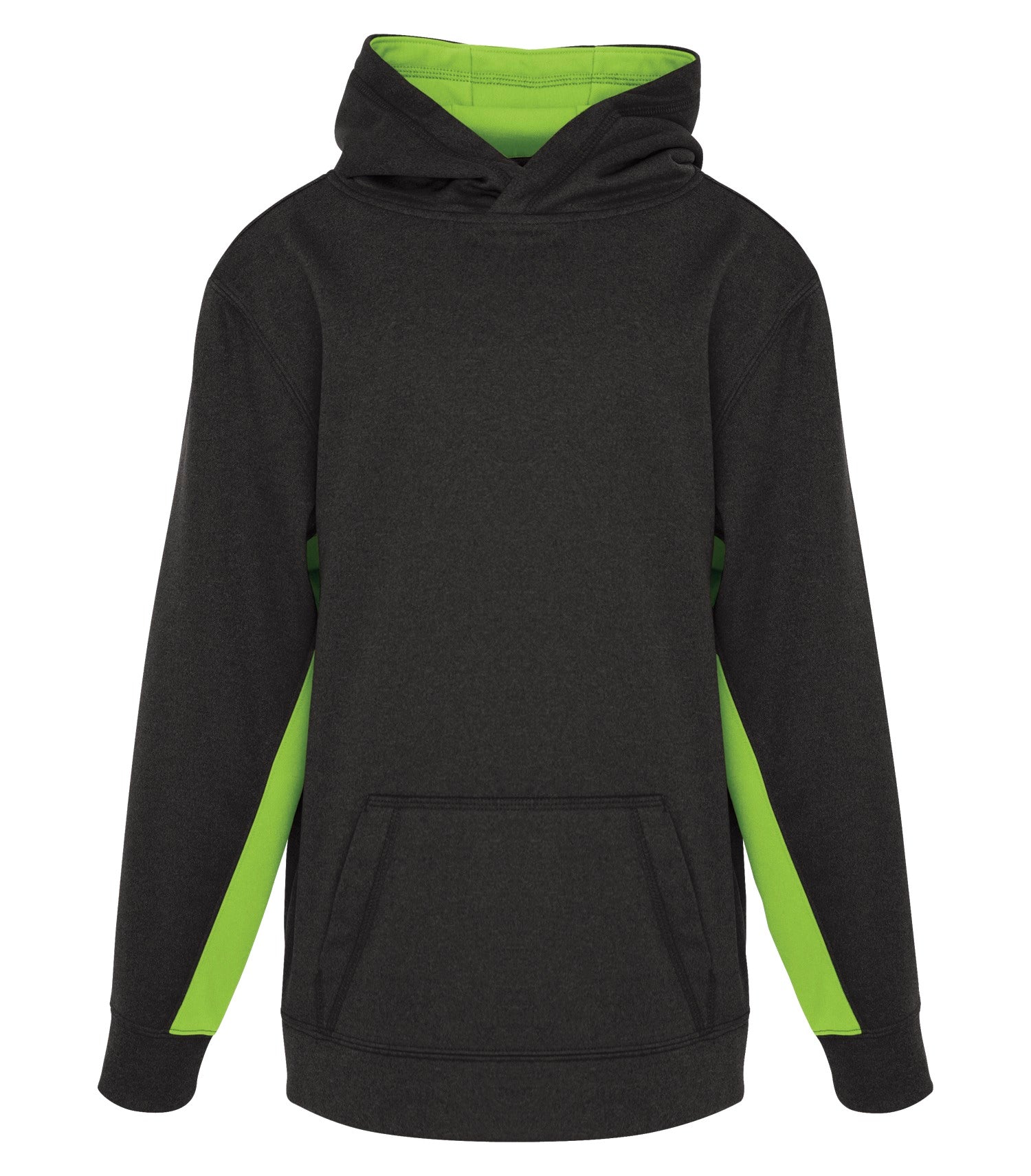 ATC FLEECE COLOUR BLOCK YOUTH HOODIE (Y2011) - Charcoalheatherlime