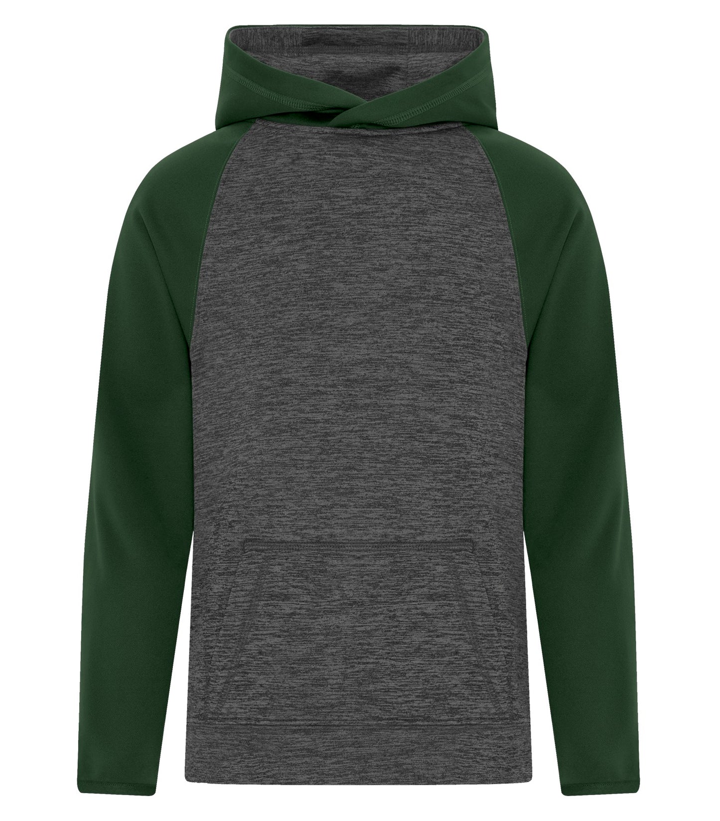 ATC HEATHER FLEECE TWO TONE YOUTH HOODIE (Y2047) - Charcoal Dynamic Forestgreen