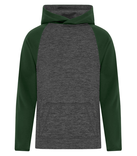 ATC HEATHER FLEECE TWO TONE YOUTH HOODIE (Y2047) - Charcoal Dynamic Forestgreen
