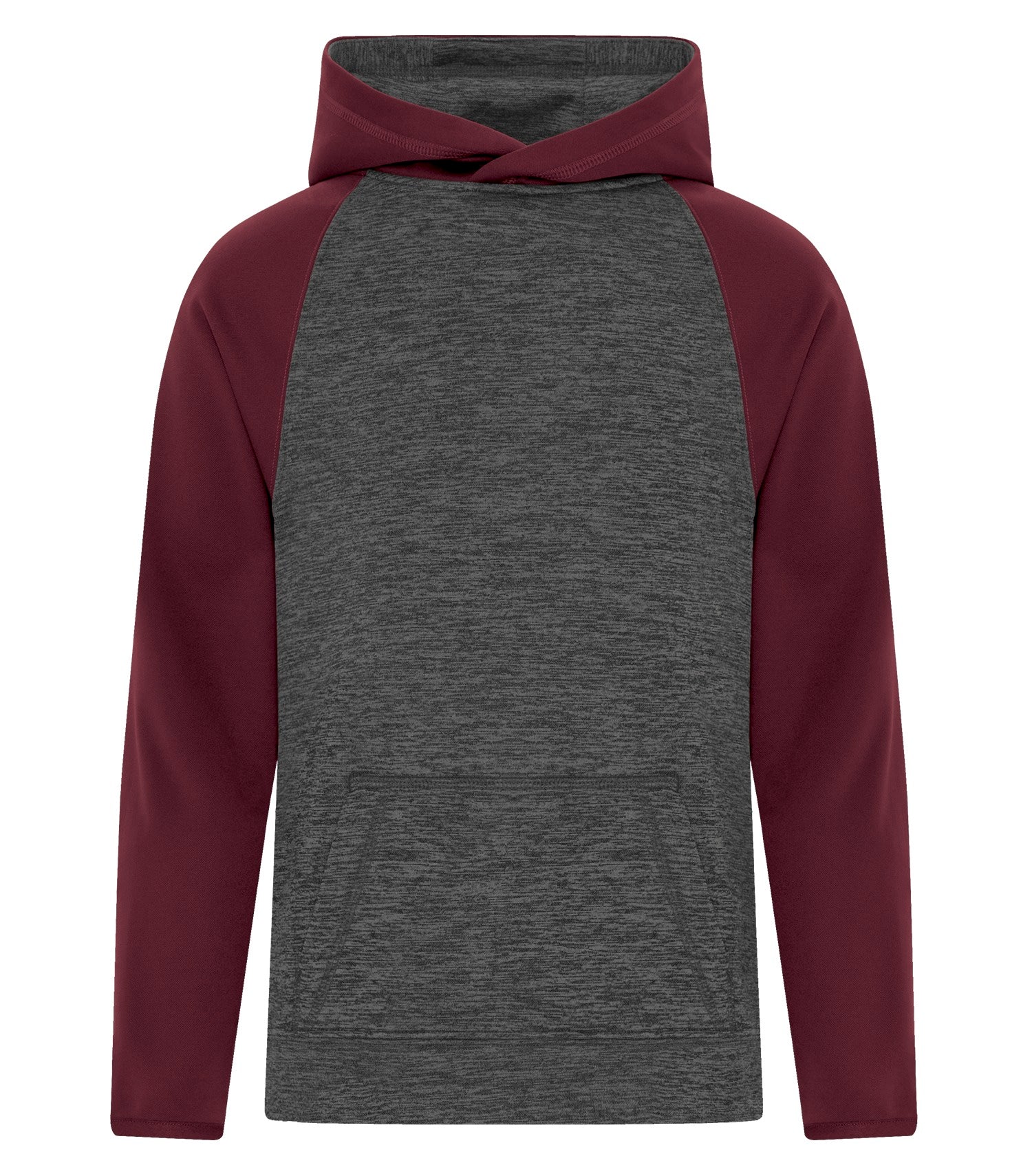 ATC HEATHER FLEECE TWO TONE YOUTH HOODIE (Y2047) - Charcoal Dynamic Maroon