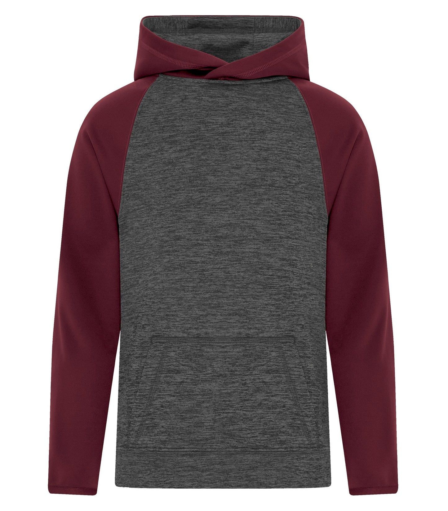 ATC HEATHER FLEECE TWO TONE YOUTH HOODIE (Y2047) - Charcoal Dynamic Maroon